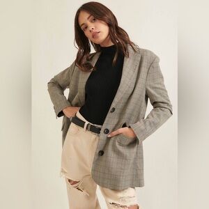 Checkered Oversized Boyfriend Blazer – Lined – Boutique NWT